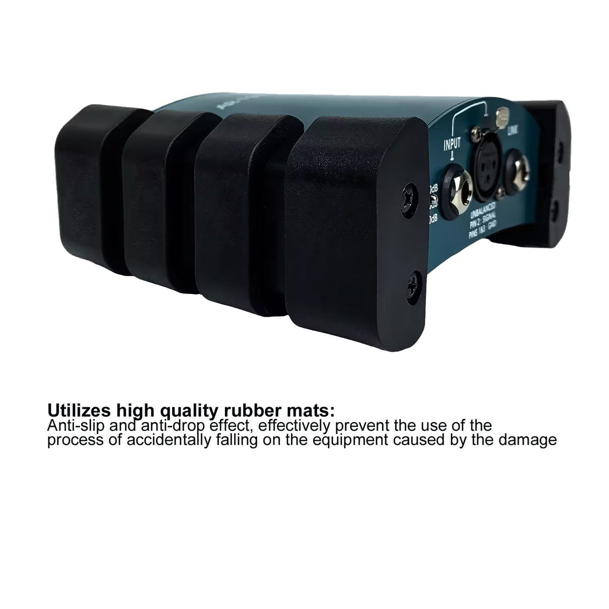 Audio active DI box with rubber mats and phantom power 48V DI box input connections