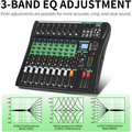 Professional Sound Board Audio Mixer Console with 3-Band EQ for customizable audio adjustments