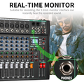 Professional Sound Board Audio Mixer Console with real-time monitor interface for instant sound playback