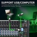 Professional Sound Board Audio Mixer Console with USB support for connecting computers and external devices