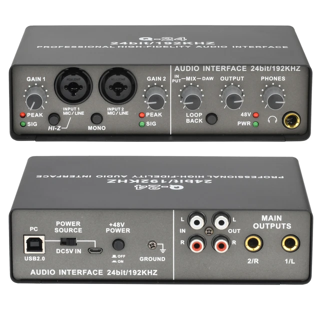 XTUGA TEYUN Q24 sound card with dual inputs and multiple output options for professional audio recording