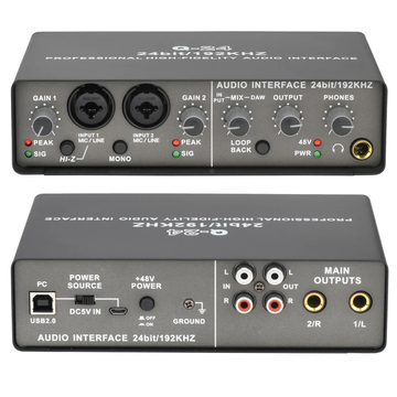 XTUGA TEYUN Q24 sound card with dual inputs and multiple output options for professional audio recording