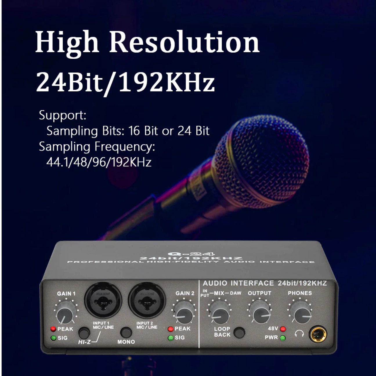 XTUGA TEYUN Q24 sound card with high resolution 24Bit/192KHz for audio recording and mixing