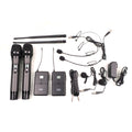 UHF wireless microphone system with dual wireless mics and accessories for clear audio capture