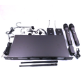 UHF wireless microphone system with two handheld microphones and headset options