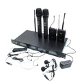 UHF wireless microphone system with dual handheld microphones and wireless receivers