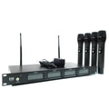 SKM4000Plus UHF wireless microphone system with four handheld microphones and receiver unit for clear audio performance