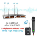UHF wireless microphone system with four antennas and handheld mic for clear audio transmission
