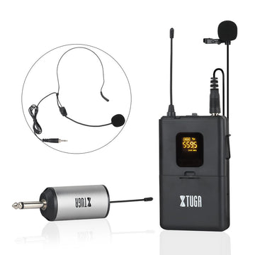 XTUGA UML200 wireless microphone system with transmitter and adjustable headset microphone for clear audio