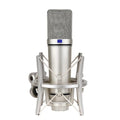 XTUGA UX87 condenser microphone in silver with shock mount for studio recording