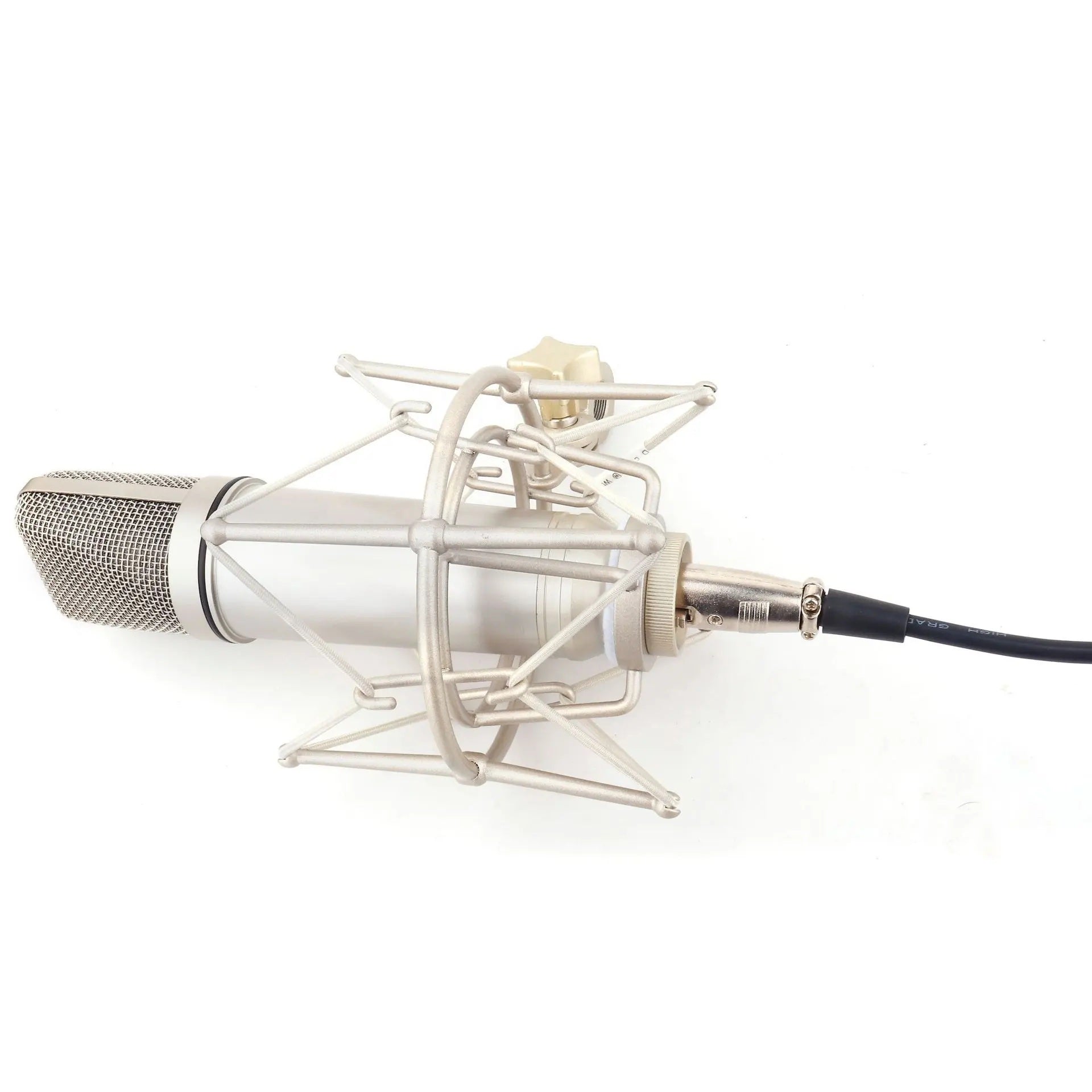 XTUGA UX87 condenser microphone in silver with shock mount for studio recording and vocals