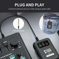Wireless in ear monitor system with plug and play functionality for easy audio connection