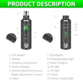 Wireless XLR transmitter and receiver kit with adjustable volume and display features