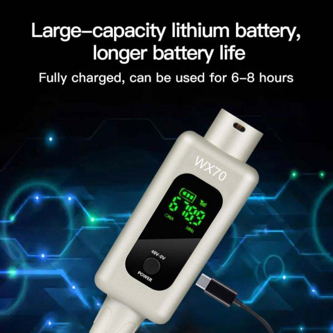 Large-capacity lithium battery for XTUGA WX70 Professional 2.4G Wireless Microphone System, offers 6-8 hours usage