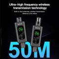 XTUGA WX70 Professional 2.4G Wireless Microphone System with 50-meter range and dual antennas
