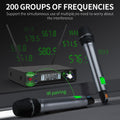 XTUGA XM200 true diversity mic with 200 frequency groups and IR pairing for clear sound performance