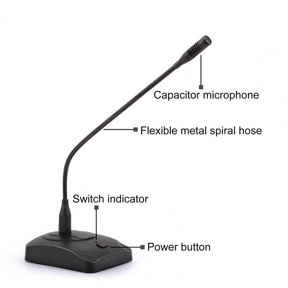 XTUGA XS200 desktop microphone with a flexible gooseneck and power button for easy use