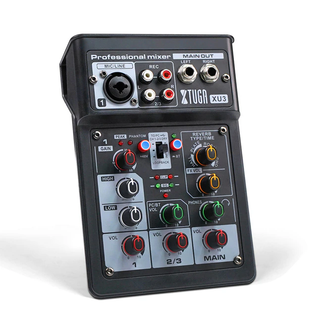 XTUGA XU3 mini audio interface with multiple input and output options for professional sound mixing