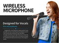 Professional UHF wireless microphone system with high sensitivity for vocal performances