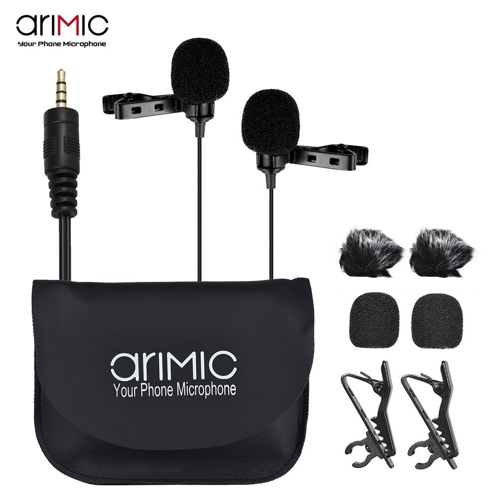 Ulanzi AriMic Dual Omnidirectional Lavalier Microphone for DSLR Cameras and Smartphones (4.9' Cable)