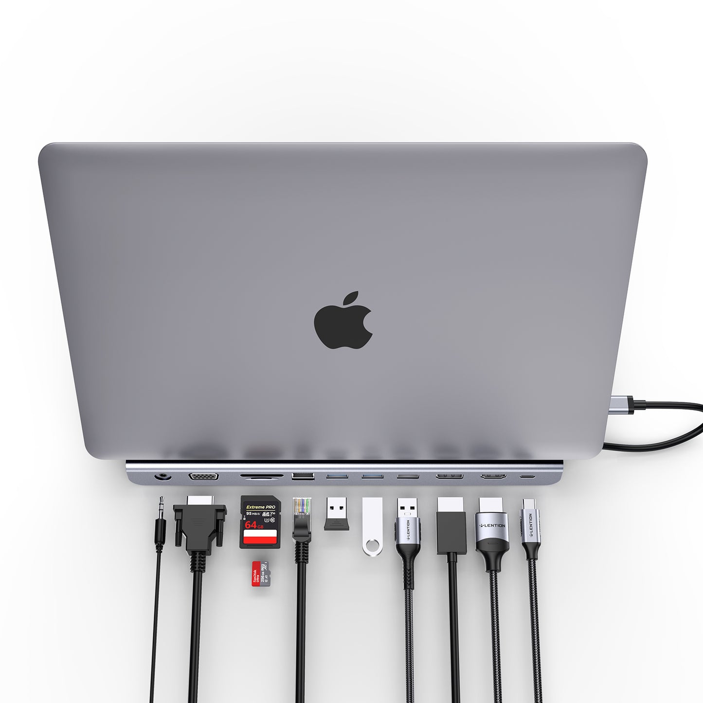 LENTION C95 11-in-1 Universal USB C-Hub Adapter Land Port Series (Gray) Intel CPU New MacBook Air & Pro 13/15/16 (With Thunderbolt 3 Ports) / MacBook 12 / New iMac / iMac Pro/ Mac Mini