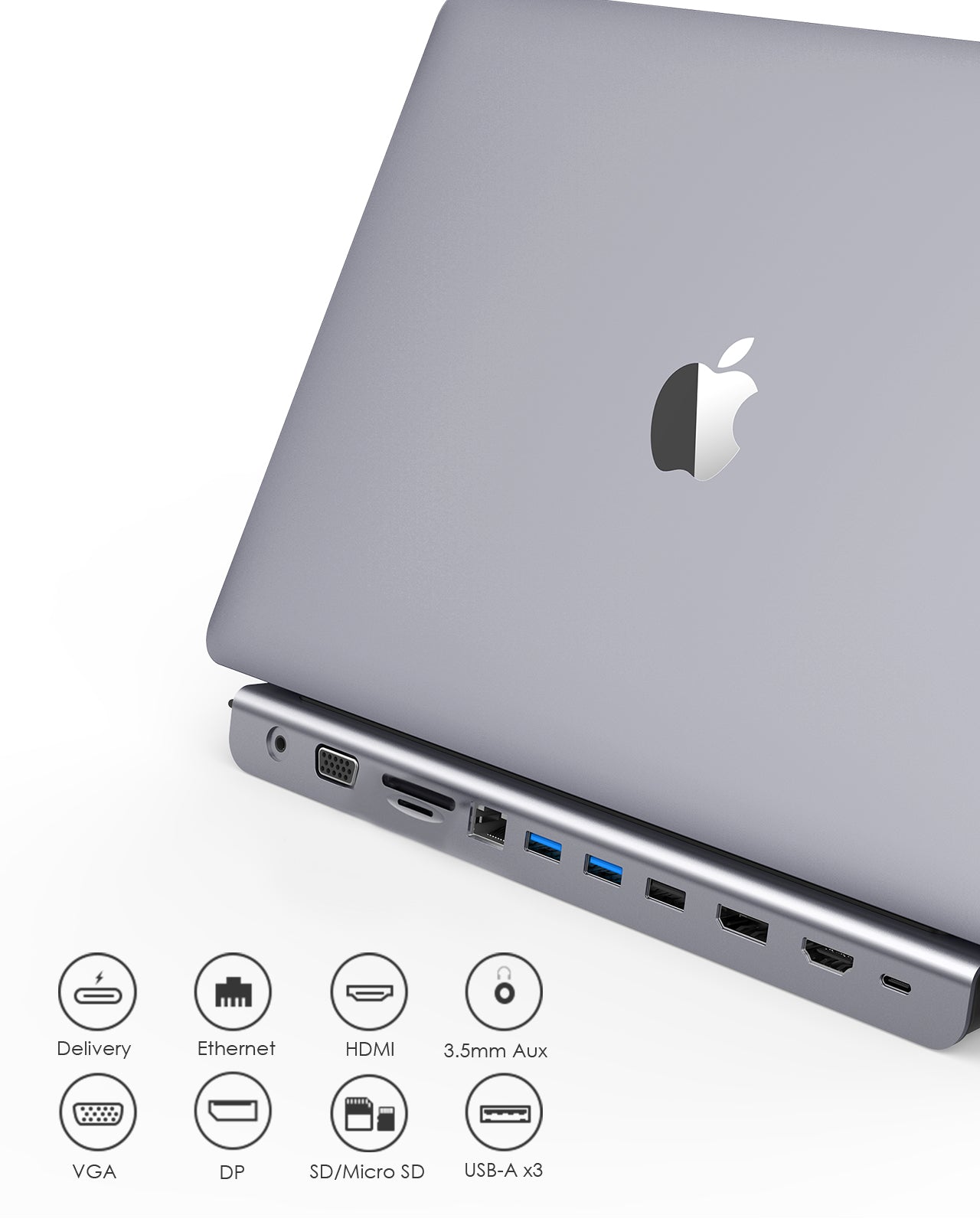 LENTION C95 11-in-1 Universal USB C-Hub Adapter Land Port Series (Gray) Intel CPU New MacBook Air & Pro 13/15/16 (With Thunderbolt 3 Ports) / MacBook 12 / New iMac / iMac Pro/ Mac Mini