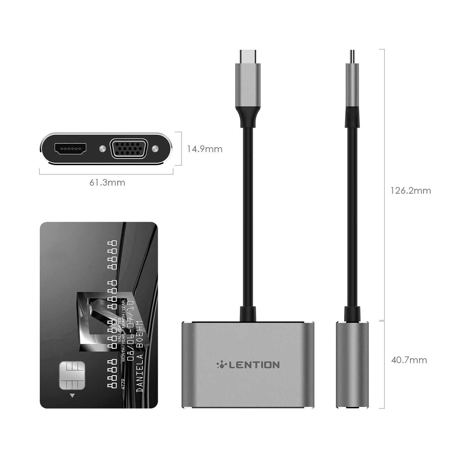 LENTION C51s USB-C to HDMI&VGA Adapter Up to 4K/30Hz HDMI Output USB Hub Converter cable Type C hub for Macbook Pro USB to HDMI Cable Converter Multiport for Macbook window Cable Adapter Docking Station Computer usb converter  USB Type to VGA VMI Direct