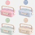 1000ml Wheat Straw Bento Lunch Box in Pink, Blue, Green, and Beige with ergonomic handle