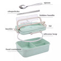 1000ml Wheat Straw Bento Lunch Box with compartments, lid, and included utensils for convenient meals