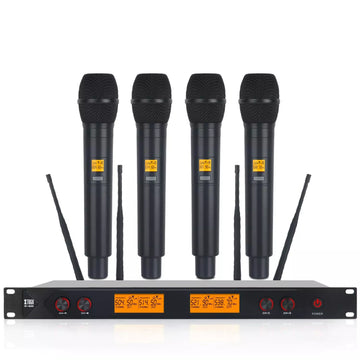 XTUGA A400 Professional 4 Channels Studio Karaoke UHF Wireless Microphone