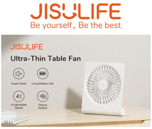 JISULIFE FA28a Small Desk Fan Portable USB Rechargeable Fan Mini Fan with 2000mAh Battery Portable Mini Fan Adjustable