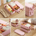 2 Layers Wheat Straw Lunch Box 800ml in pink with compartments for meal prep and utensils