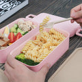 VMIDirect 2 Layers Wheat Straw Lunch Box 800ml filled with pasta, vegetables, and chicken