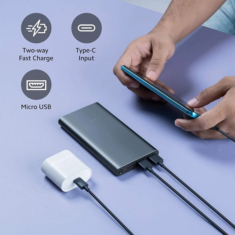 Xiaomi 10,000mAh Mi 18W Fast Charge Power Bank 3 for Android Phone and Smartphone