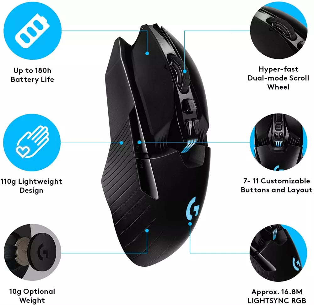 LOGITECH G903 LIGHTSPEED WIRELESS GAMING MOUSE WITH HERO SENSOR