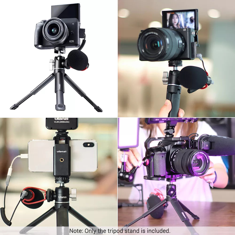 Ulanzi U-VLOG LITE Extendable Tripod Detachable ball head with Dual Cold Shoe U60 Mini Ball Head + MT-14 Extensible Tripod, Livestream Vlog Kit for Cameras Smartphones