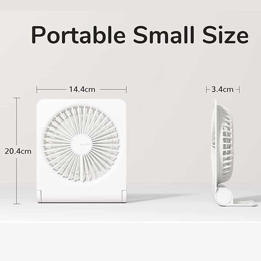 JISULIFE FA28a Small Desk Fan Portable USB Rechargeable Fan Mini Fan with 2000mAh Battery Portable Mini Fan Adjustable