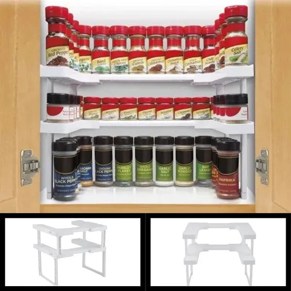 Kitchen Cabinet Spice Shelf Spice Rack and Extendable Adjustable Cabinet Organizer