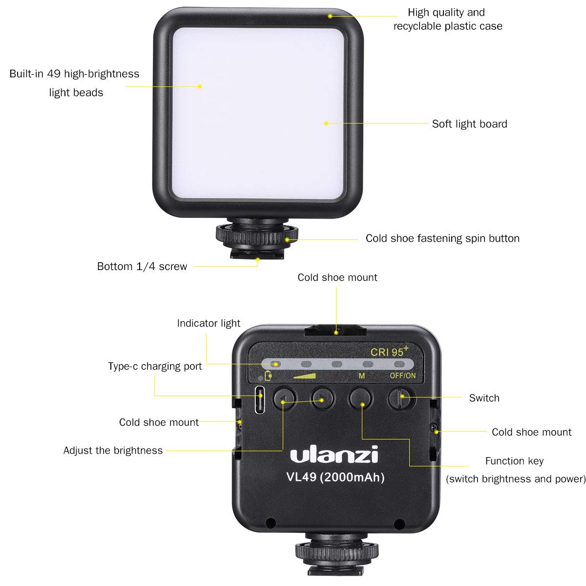 Ulanzi VL49 Rechargeable Mini LED Light