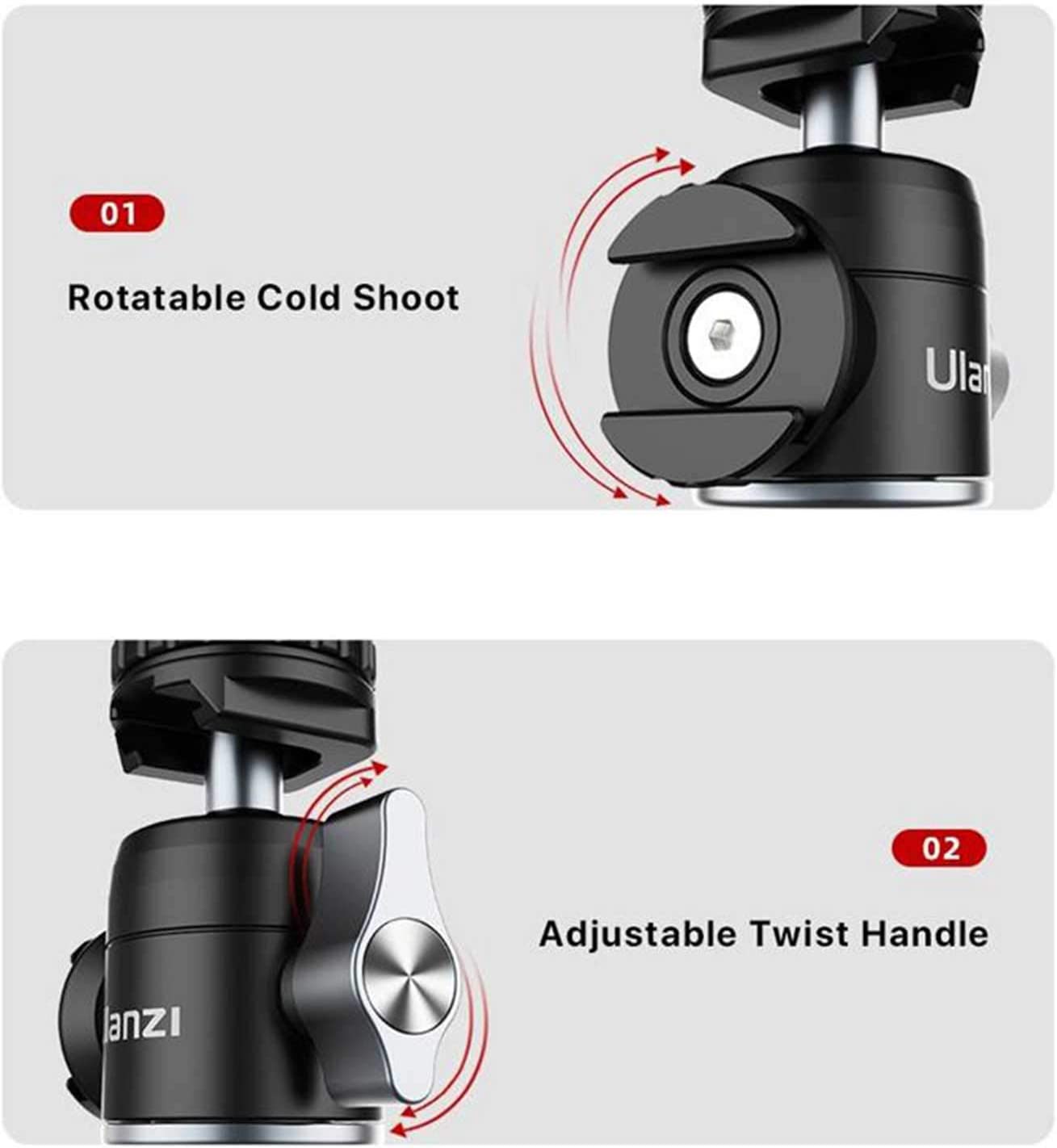 Ulanzi U-VLOG LITE Extendable Tripod Detachable ball head with Dual Cold Shoe U60 Mini Ball Head + MT-14 Extensible Tripod, Livestream Vlog Kit for Cameras Smartphones