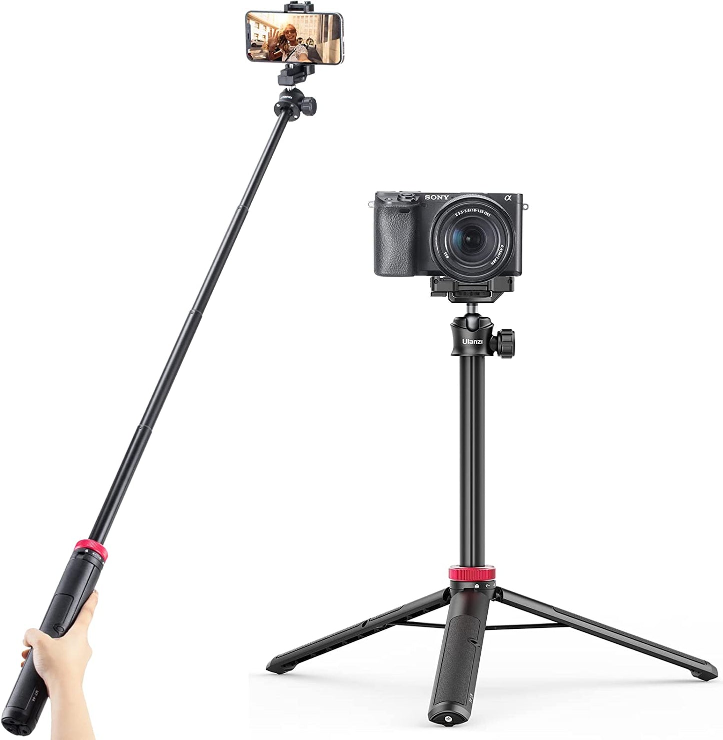 Ulanzi MT-08 Extendable Handheld Portable Tripod with 1/4 Screw to Handle Cellphone for Selfie Accessory use for vlogging, streaming, outdoor videography, Selfie stick VMI Direct