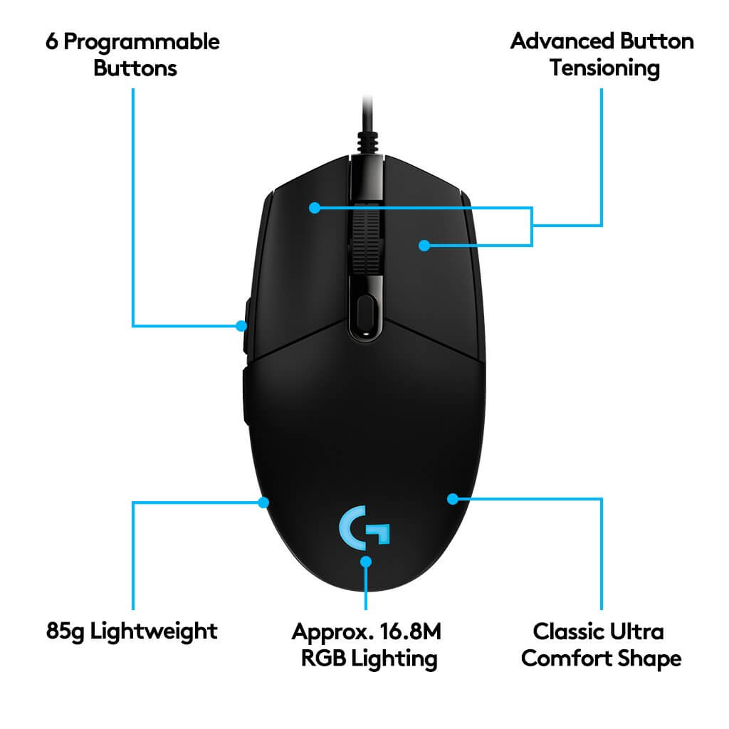 Logitech G102 Light Sync Gaming Mouse with Customizable RGB Lighting, 6 Programmable Button