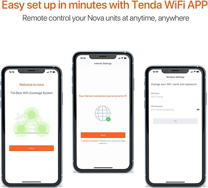 Tenda Nova MW3-2 Mesh WiFi System-Up to 2500 sq.ft. Whole Home Coverage, WiFi Router