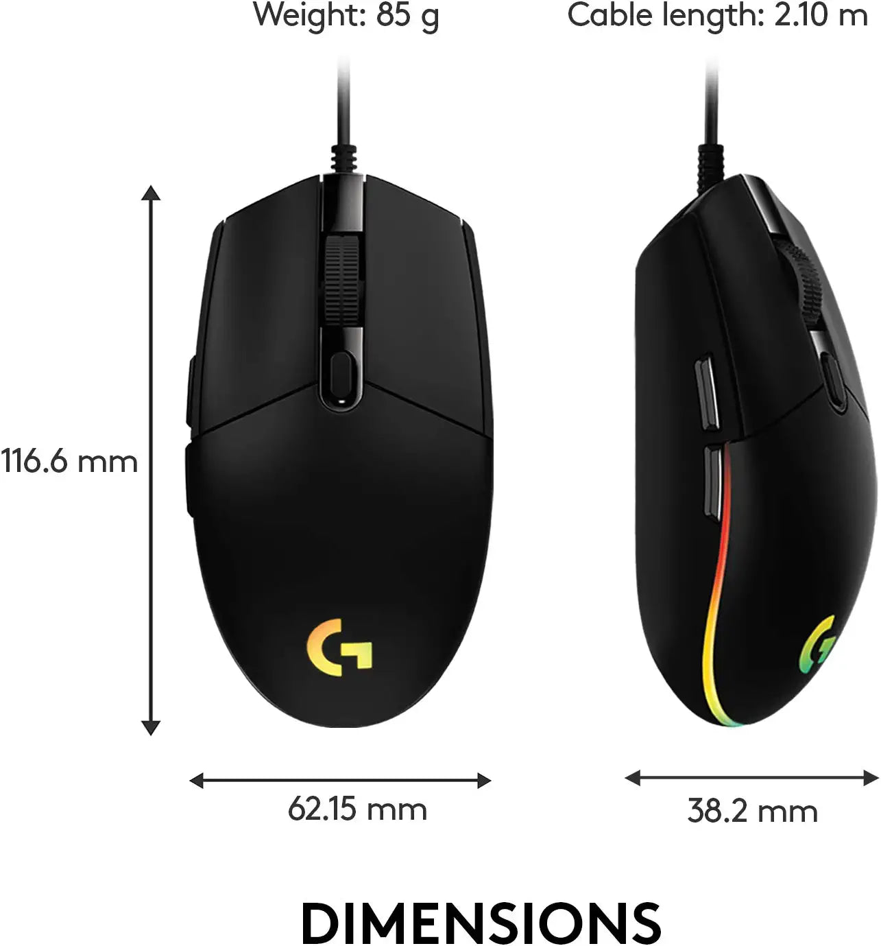 Logitech G102 Light Sync Gaming Mouse with Customizable RGB Lighting, 6 Programmable Button