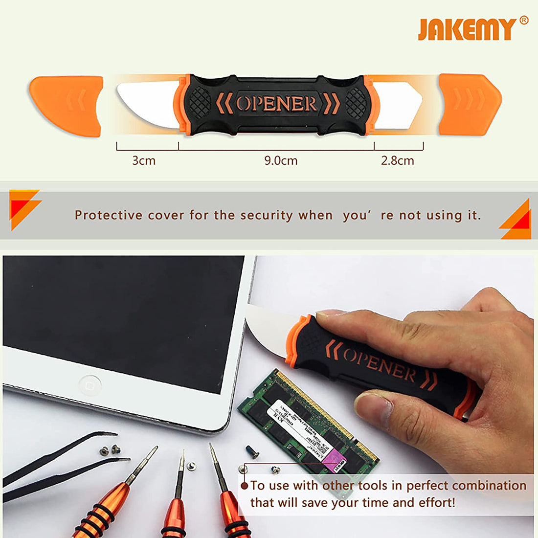 JAKEMY JM-OP12 Flexible Double-used Solid Safe Thin Metal Pry Tool Opener