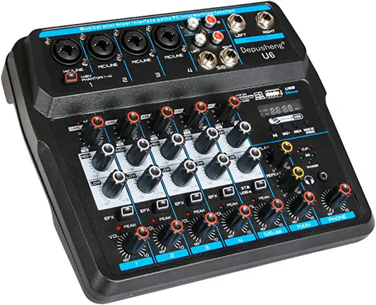 XTUGA AM6 Audio Mixer Mini Sound Mixing Console Livestreaming Game Streaming