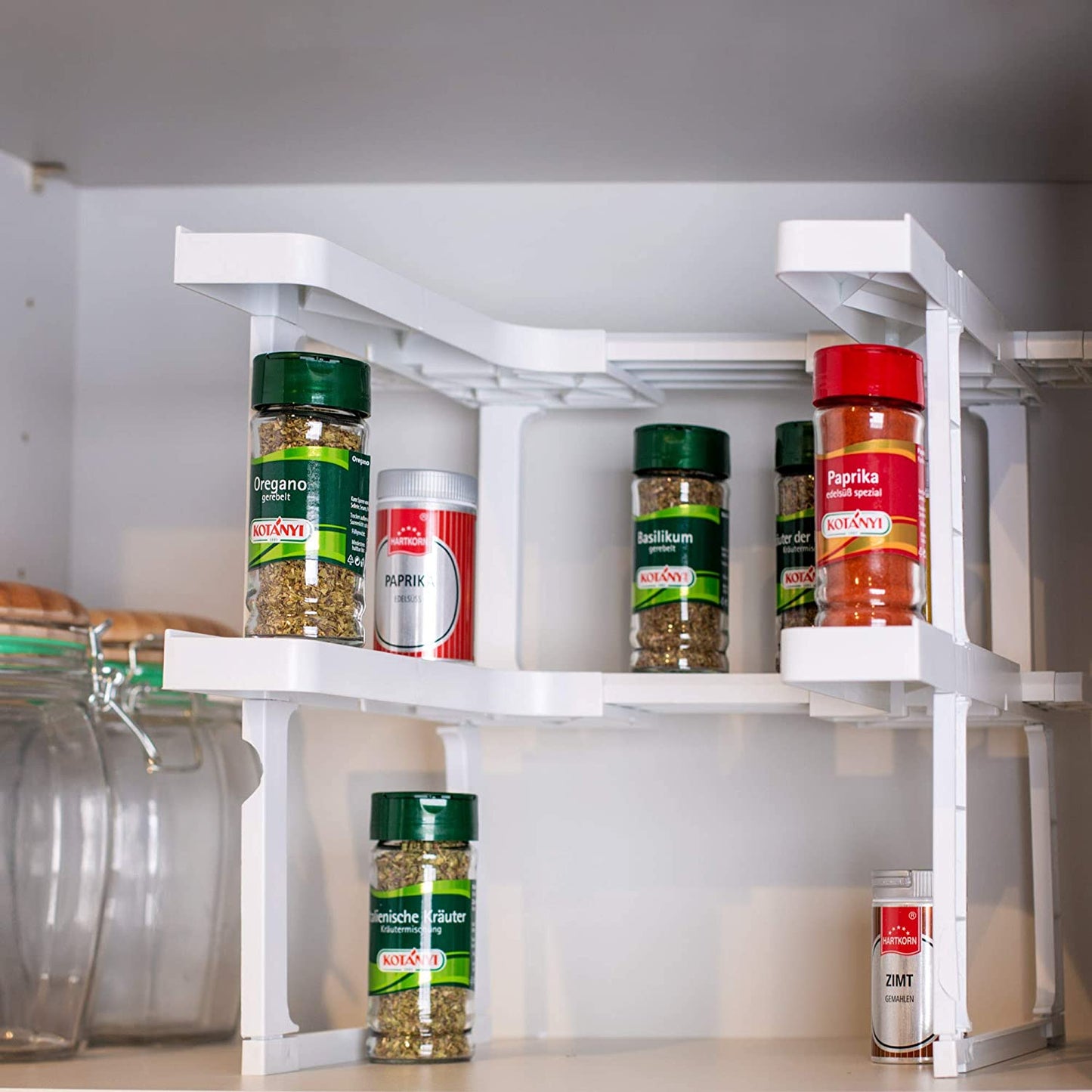 Kitchen Cabinet Spice Shelf Spice Rack and Extendable Adjustable Cabinet Organizer