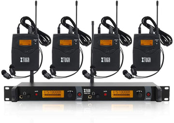 XTUGA IEM1200 Wireless in Ear Monitor System 4 Channel with in Earphone Wireless Type Used for Stage or Studio