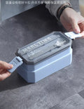 850ml Wheat Straw 2-Layer Bento Lunch Box with secure clips and clear lid for easy meal transport