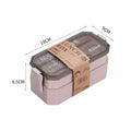 850ml Wheat Straw 2-Layer Bento Lunch Box with Clear Lid and Adjustable Strap for Easy Carrying